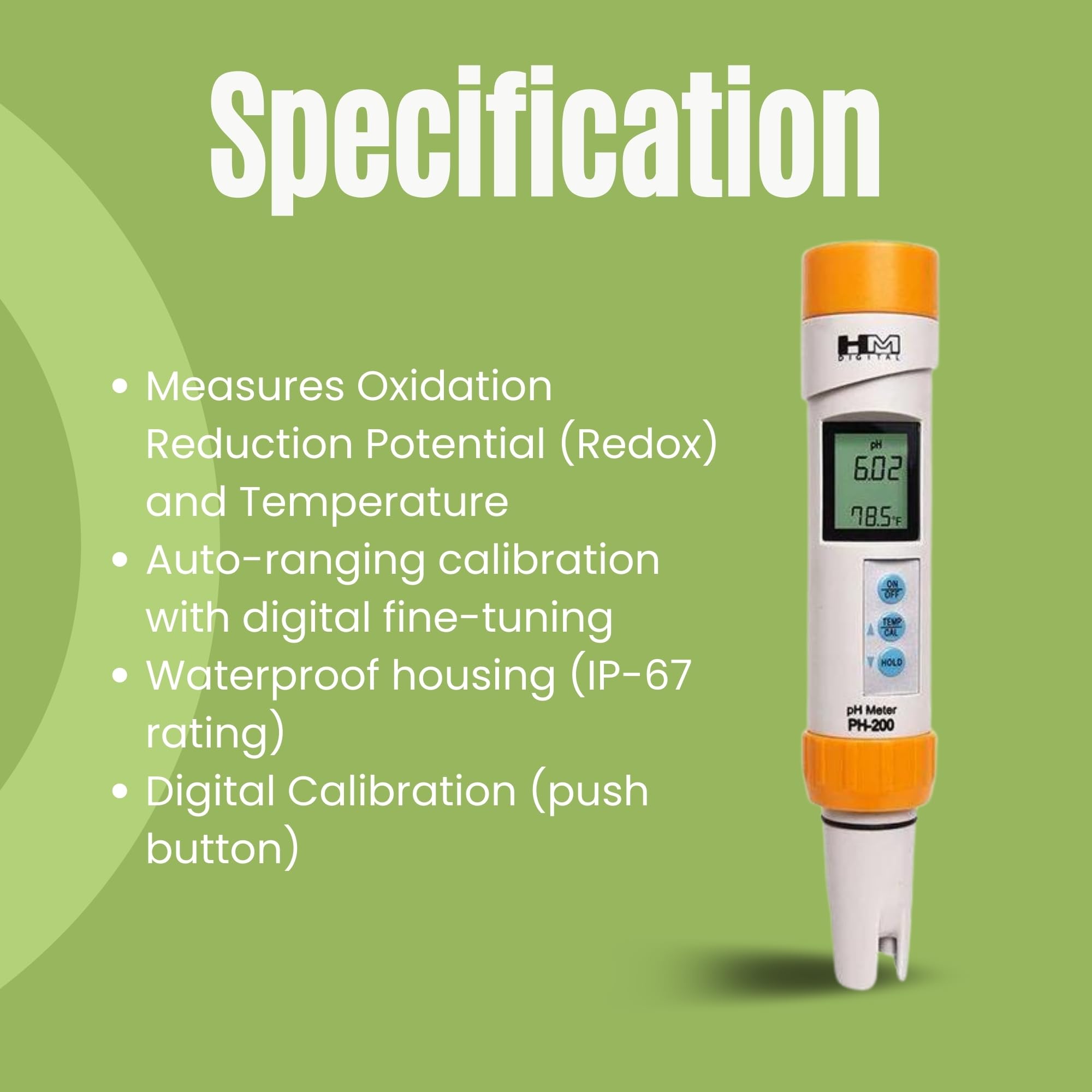 HM DIGITAL PH-200 pH測定器 防水仕様 Amazon.com: HM Digital PH-200 Waterproof pH Meter, 0-14.00 pH